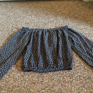 Navy and floral off the shoulder top